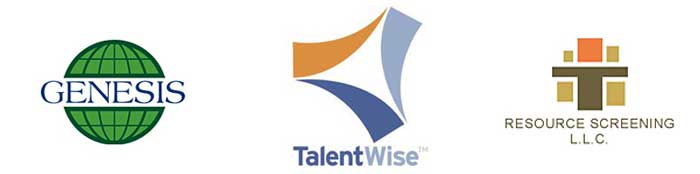 Logos for Genesis, Talentwise, Resource Screening LLC